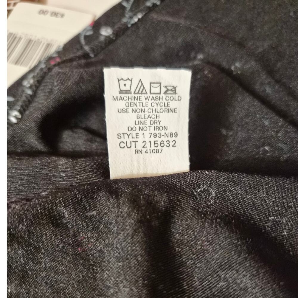 VTG NWT Briggs Petite Womens Floral Black Petite Large LP USA Fairy Whimsigoth - Picture 7 of 8